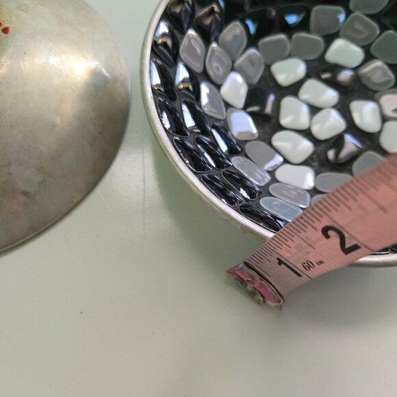 1950's Mid Century Tile Mosaic Aluminum Backed Ashtrays Lot Of 2 5"x1" - Picture 6 of 6